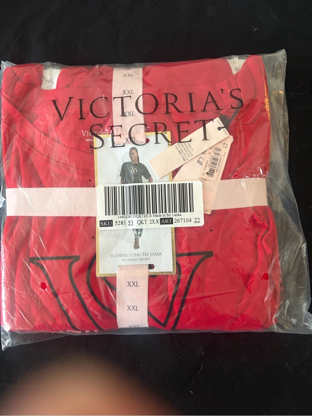 Victoria's Secret Red Long Sleeve Flannel Tee - Picture 3 of 4